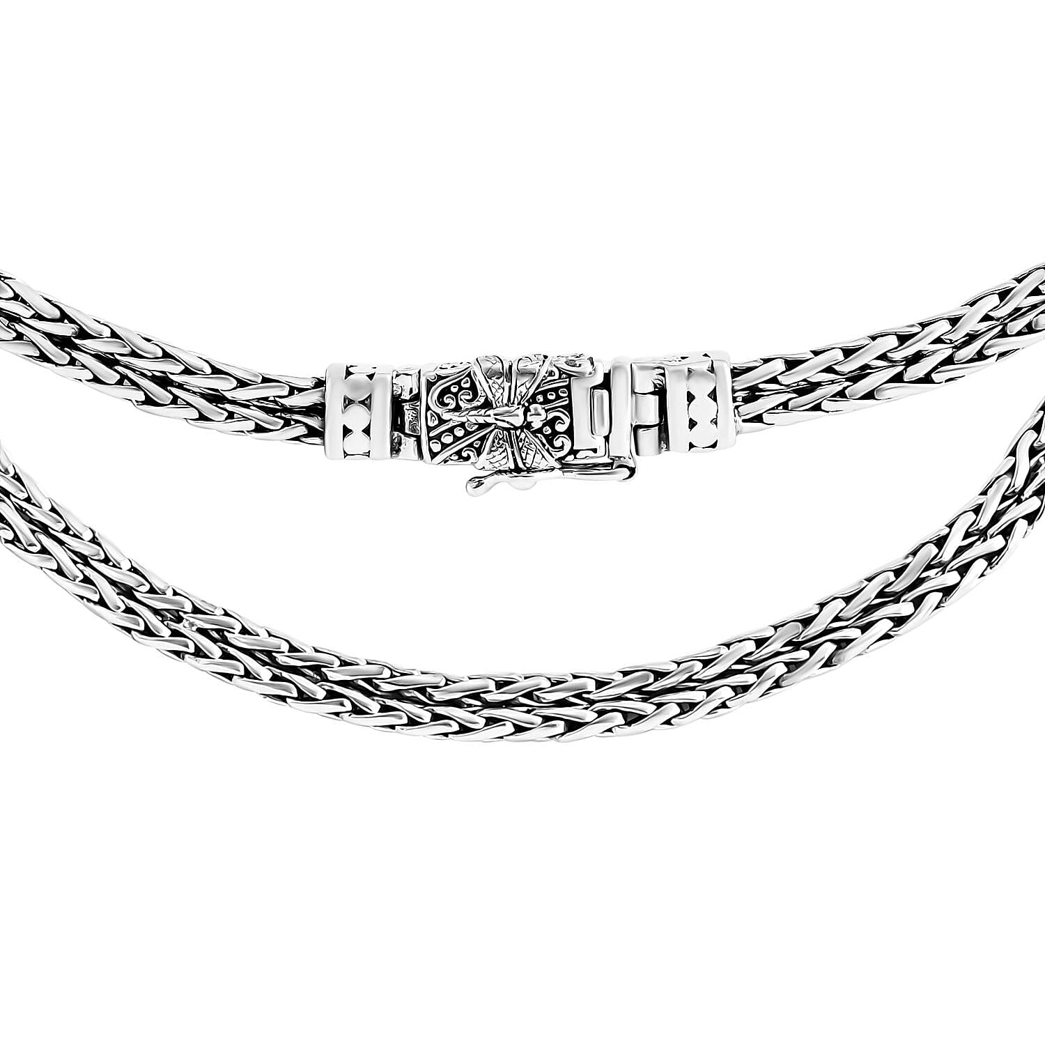 Bali Legacy Double Row Padian with Dragonfly Necklace in Sterling Silver 38.40 Grams 20 Inches