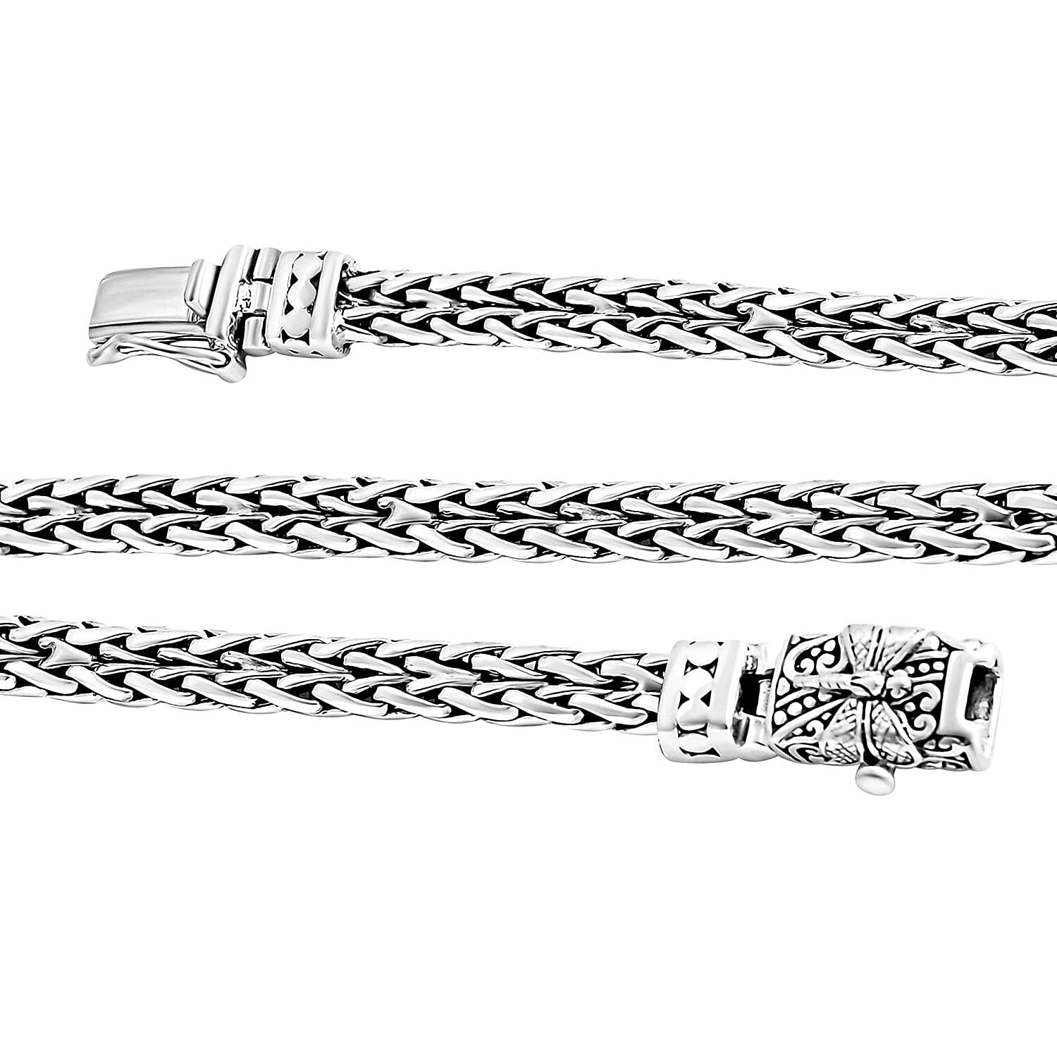 Bali Legacy Double Row Padian with Dragonfly Necklace in Sterling Silver 38.40 Grams 20 Inches
