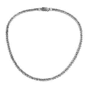  D'Joy Bali Legacy Double Row Borobudur with Eagle Necklace in Sterling Silver 47.60 Grams 20 Inches