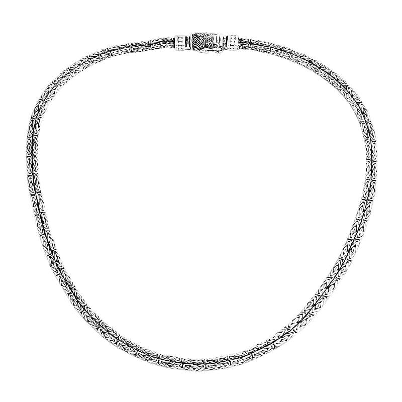 D'Joy Bali Legacy Double Row Borobudur with Eagle Necklace in Sterling Silver 47.60 Grams 20 Inches