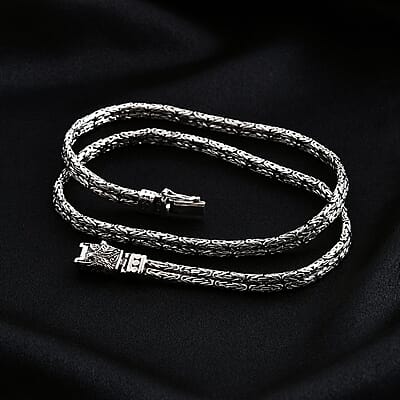 D'Joy Bali Legacy Double Row Borobudur with Eagle Necklace in Sterling Silver 47.60 Grams 20 Inches