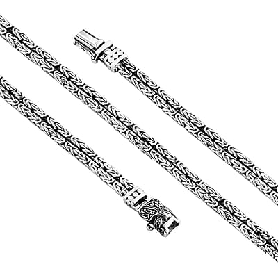 D'Joy Bali Legacy Double Row Borobudur with Eagle Necklace in Sterling Silver 47.60 Grams 20 Inches