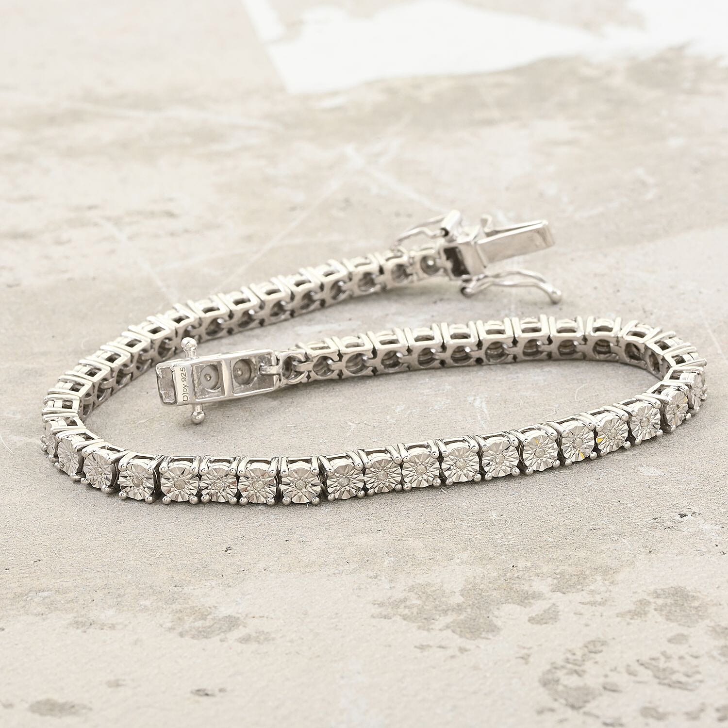 White Diamond Tennis Bracelet in Platinum Over Sterling Silver (7.25 In) 0.25 ctw