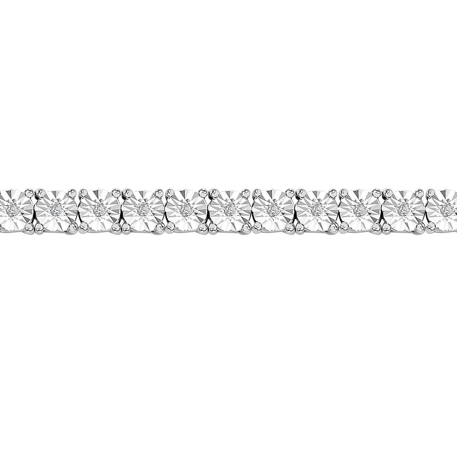 White Diamond Tennis Bracelet in Platinum Over Sterling Silver (7.25 In) 0.25 ctw