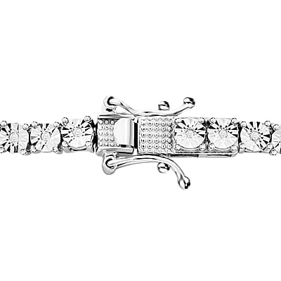 White Diamond Tennis Bracelet in Platinum Over Sterling Silver (7.25 In) 0.25 ctw