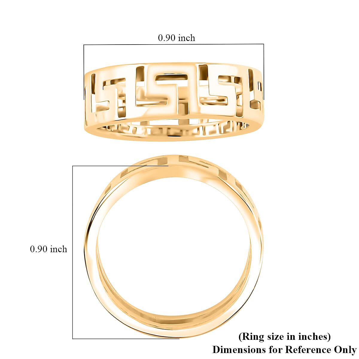 Italian Greek Key 6mm Ring in 10K Yellow Gold (Size 10.0) 1.55 Grams