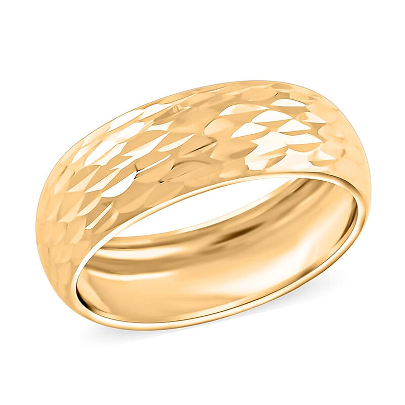 Italian 6mm Diamond-Cut Domed Ring in 10K Yellow Gold (Size 10.0) 1.10 Grams