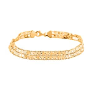 Italian 6.8mm Two-Strand Mirror with Popcorn Frams Bracelet in 14K Yellow Gold (7.50 In) 4 Grams