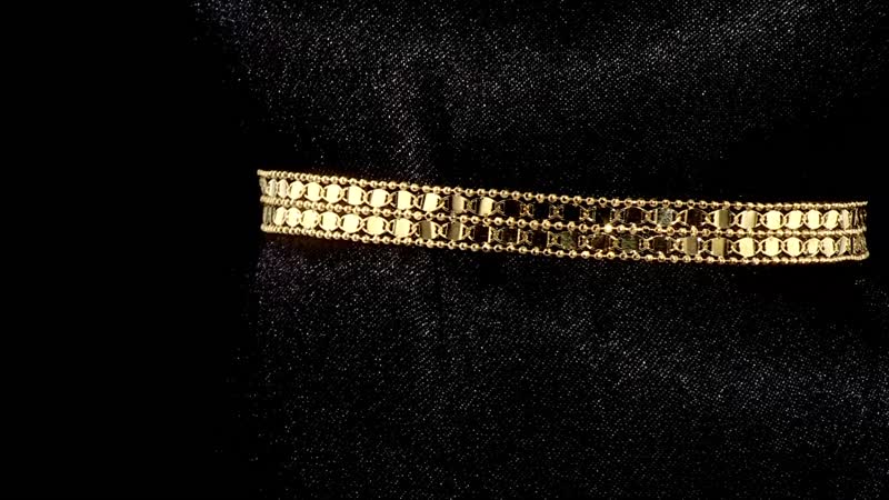 Italian 6.8mm Two-Strand Mirror with Popcorn Frams Bracelet in 14K Yellow Gold (7.50 In) 4 Grams