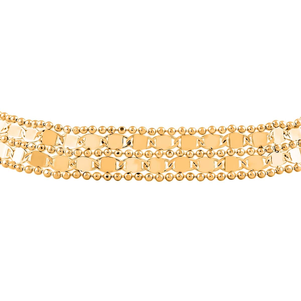 Italian 6.8mm Two-Strand Mirror with Popcorn Frams Bracelet in 14K Yellow Gold (7.50 In) 4 Grams image number 2