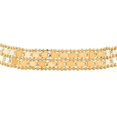 Italian 6.8mm Two-Strand Mirror with Popcorn Frams Bracelet in 14K Yellow Gold (7.50 In) 4 Grams