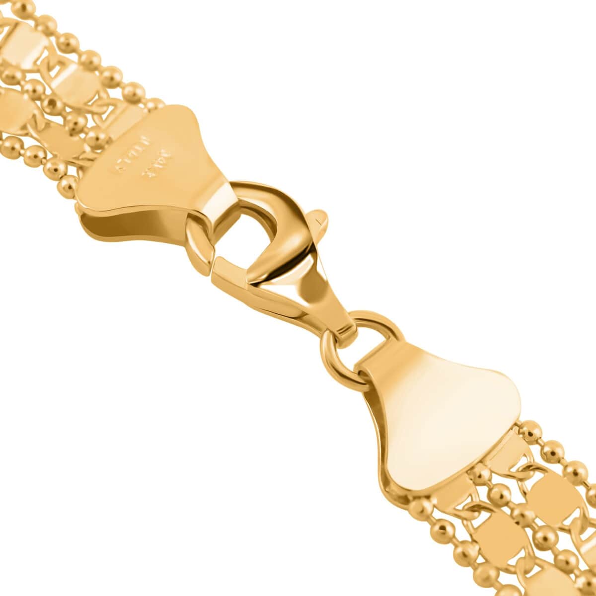 Italian 6.8mm Two-Strand Mirror with Popcorn Frams Bracelet in 14K Yellow Gold (7.50 In) 4 Grams image number 3