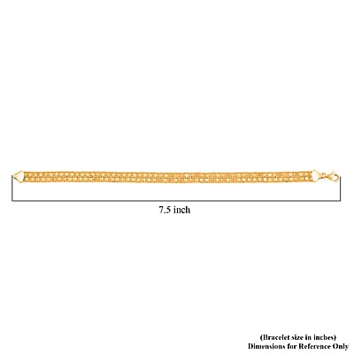 Italian 6.8mm Two-Strand Mirror with Popcorn Frams Bracelet in 14K Yellow Gold (7.50 In) 4 Grams