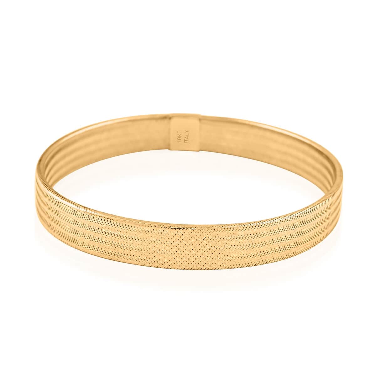 Italian 8.6mm Flat Mesh Stretch Bangle Bracelet in 10K Yellow Gold 2.23 Grams image number 0