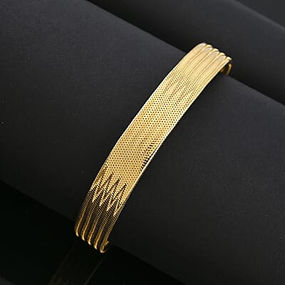 Italian 8.6mm Flat Mesh Stretch Bangle Bracelet in 10K Yellow Gold 2.23 Grams