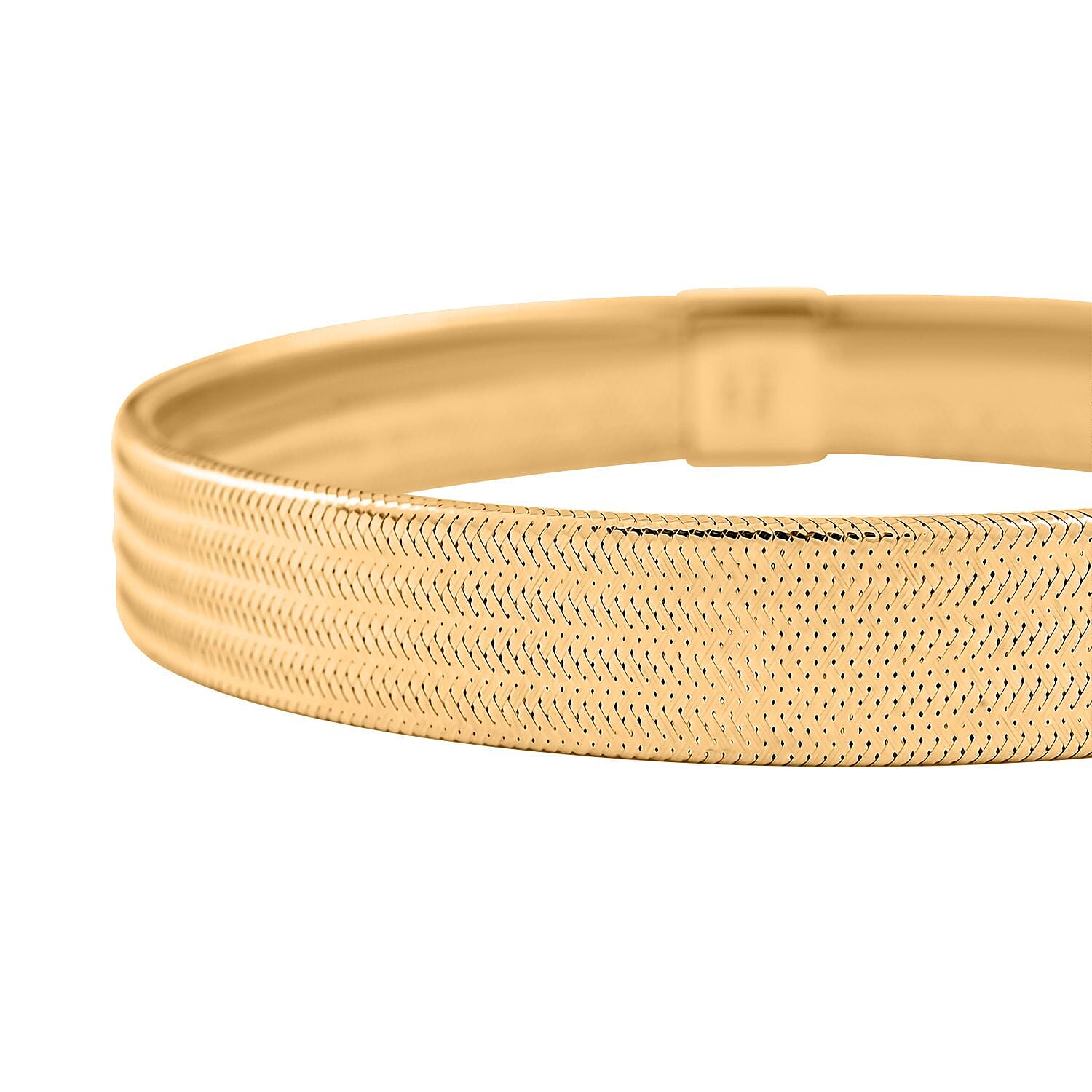 Italian 8.6mm Flat Mesh Stretch Bangle Bracelet in 10K Yellow Gold 2.23 Grams
