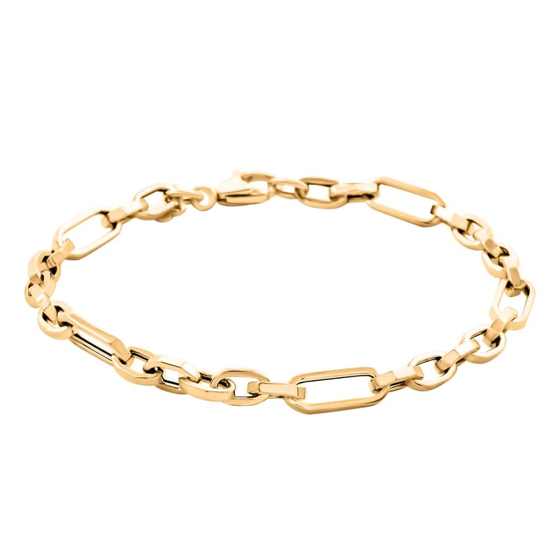 Italian 10K Yellow Gold Alternata Box Chain Bracelet (7.50 Inches ) (5.1mm, 2.65 Grams)