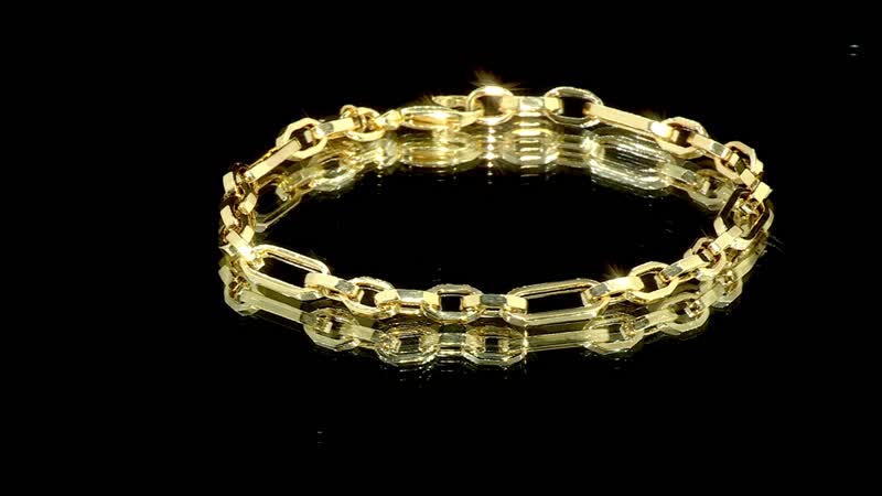 Italian 10K Yellow Gold Alternata Box Chain Bracelet (7.50 Inches ) (5.1mm, 2.65 Grams)