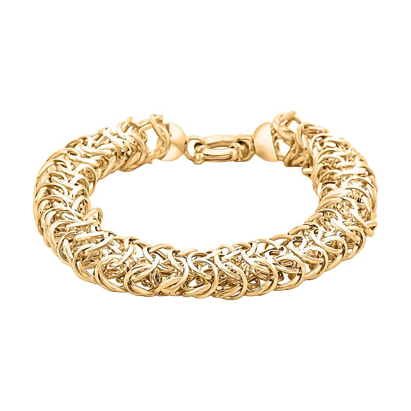 Italian 10K Yellow Gold 9.3mm Woven Byzantine Bracelet (7.50 In) 9 Grams