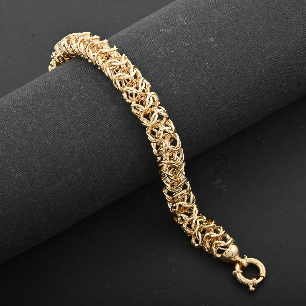 Italian 10K Yellow Gold 9.3mm Woven Byzantine Bracelet (7.50 In) 9 Grams image number 1