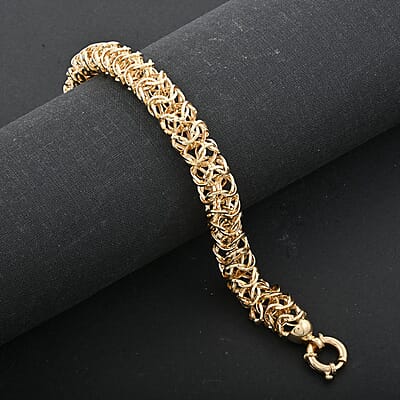 Italian 10K Yellow Gold 9.3mm Woven Byzantine Bracelet (7.50 In) 9 Grams