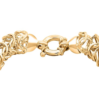 Italian 10K Yellow Gold 9.3mm Woven Byzantine Bracelet (7.50 In) 9 Grams