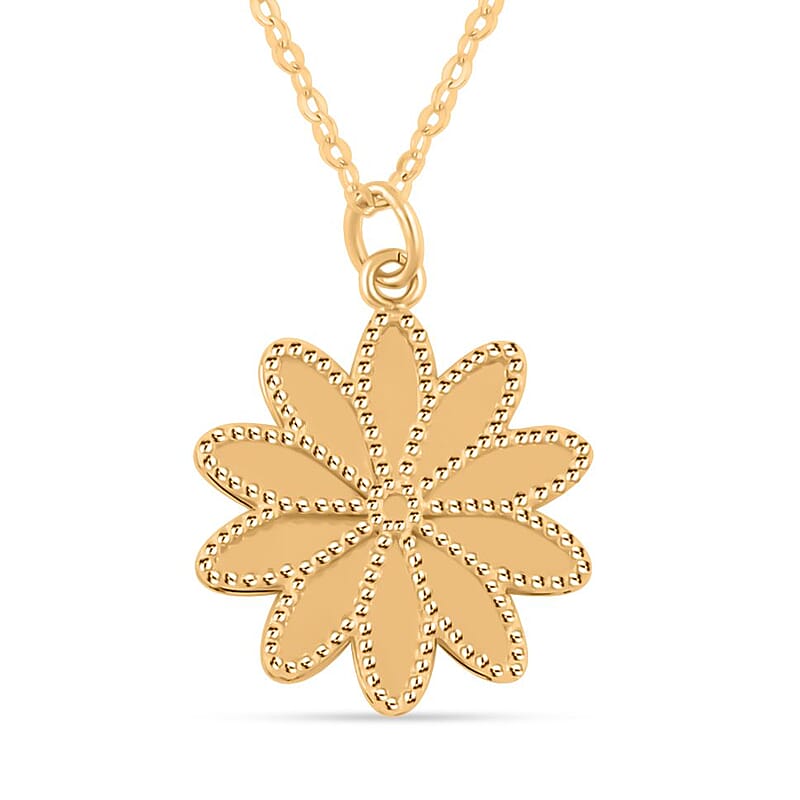 Italian 14mm Grande Flower Necklace in 10K Yellow Gold 1.60 Grams 18 Inches