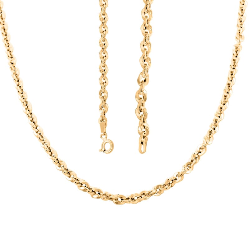 Italian 10K Yellow Gold 3.8mm Confetti Rope Necklace 18 Inches 4.45 Grams