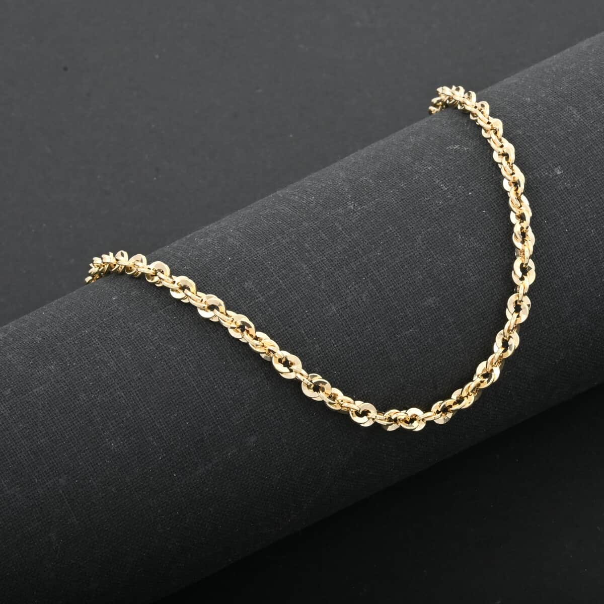 Italian 10K Yellow Gold 3.8mm Confetti Rope Necklace 18 Inches 4.45 Grams image number 1