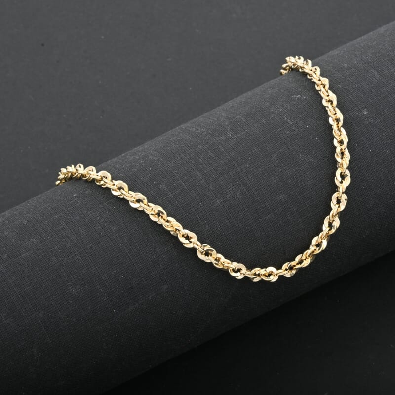 Italian 10K Yellow Gold 3.8mm Confetti Rope Necklace 18 Inches 4.45 Grams
