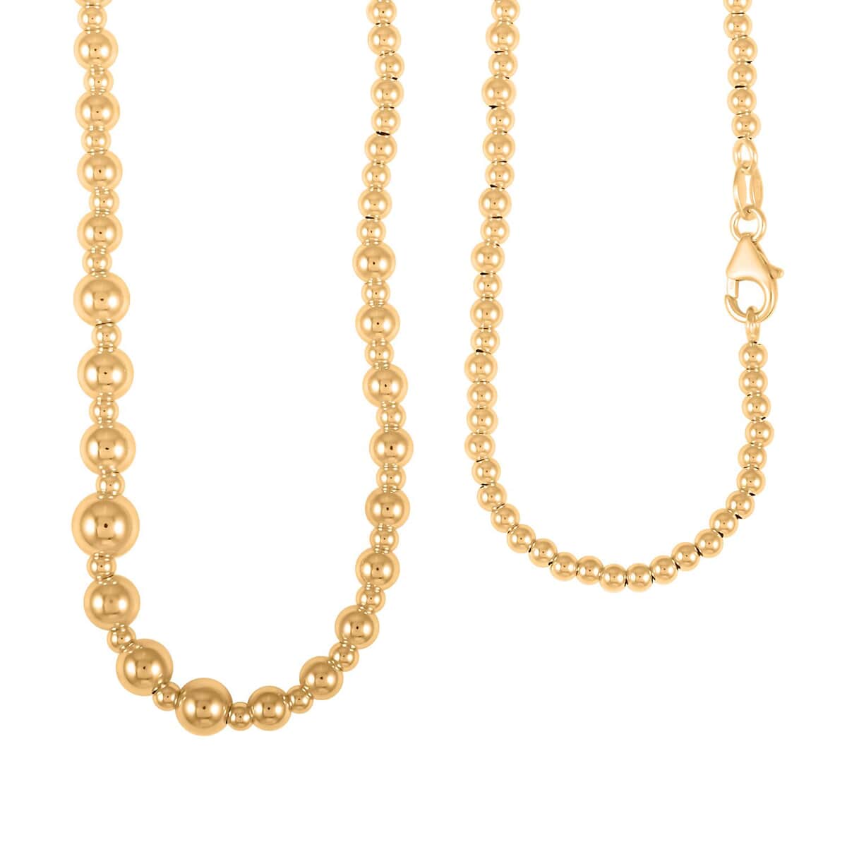 Italian 14K Yellow Gold 4.5-6mm Graduated Bead Necklace 18 Inches 3.90 Grams image number 0