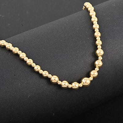 Italian 14K Yellow Gold 4.5-6mm Graduated Bead Necklace 18 Inches 3.90 Grams