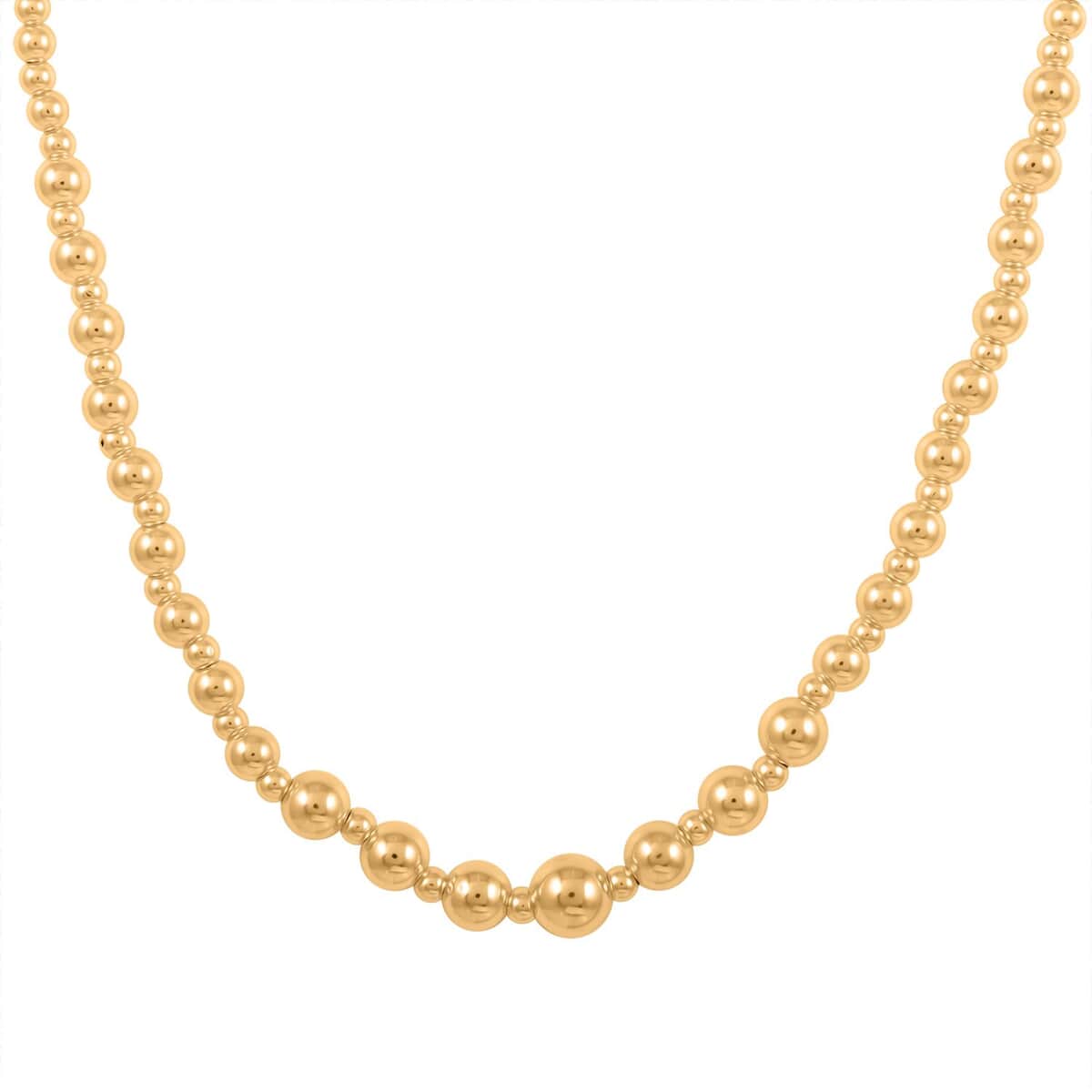 Italian 14K Yellow Gold 4.5-6mm Graduated Bead Necklace 18 Inches 3.90 Grams image number 3