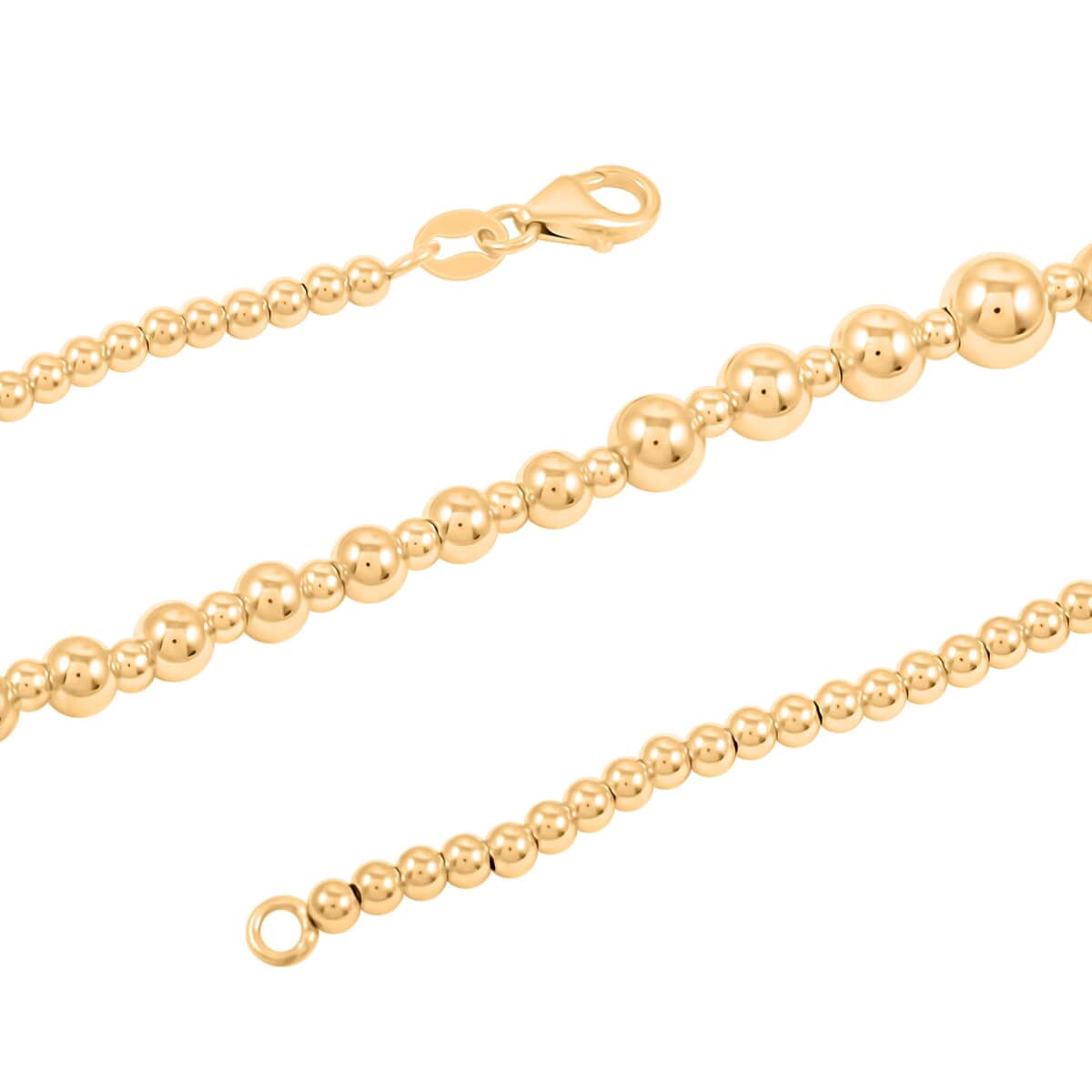 Italian 14K Yellow Gold 4.5-6mm Graduated Bead Necklace 18 Inches 3.90 Grams image number 4