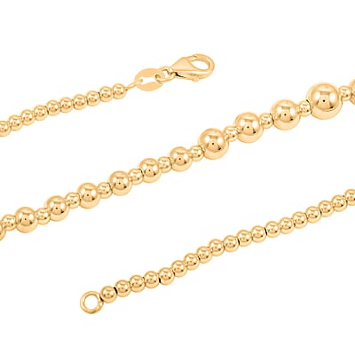Italian 14K Yellow Gold 4.5-6mm Graduated Bead Necklace 18 Inches 3.90 Grams