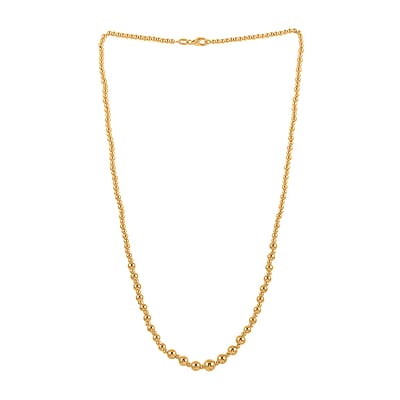 Italian 14K Yellow Gold 4.5-6mm Graduated Bead Necklace 18 Inches 3.90 Grams