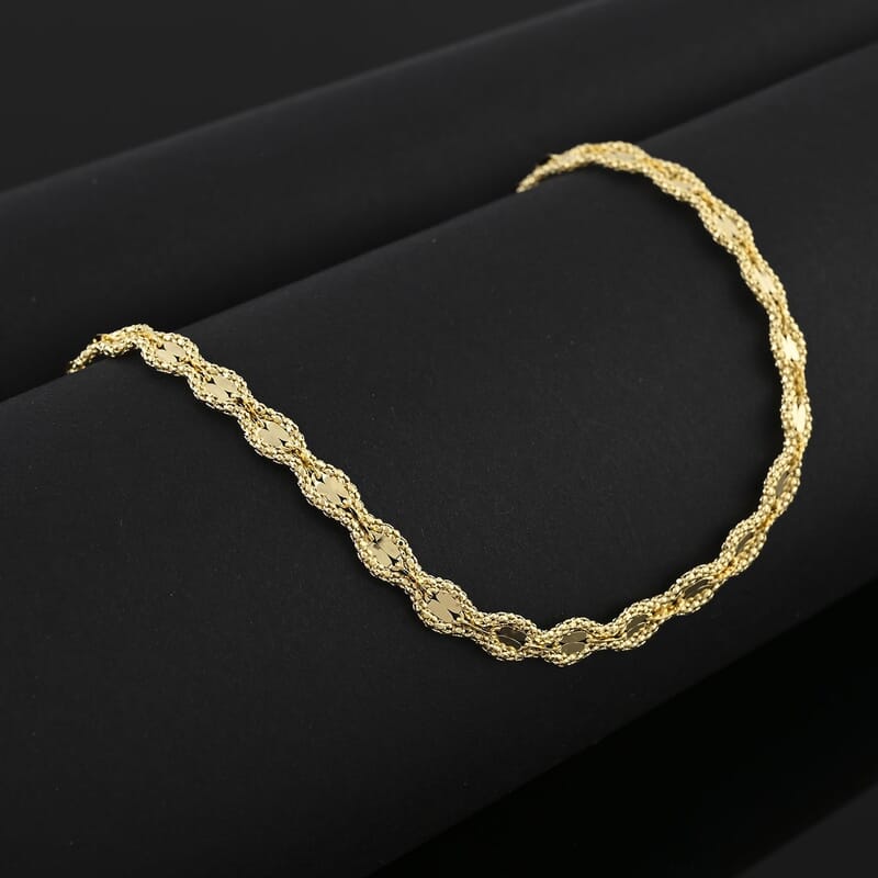 Italian 5mm Glitter Link Necklace in 14K Yellow Gold 6.75 Grams 18 Inches