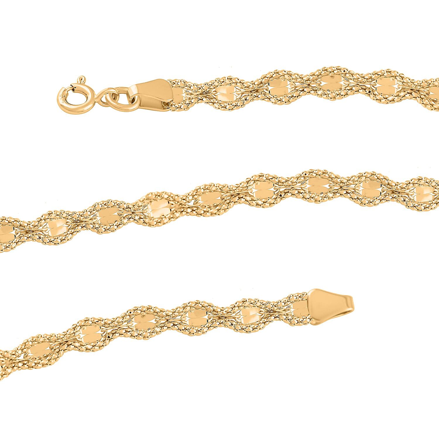 Italian 5mm Glitter Link Necklace in 14K Yellow Gold 6.75 Grams 18 Inches