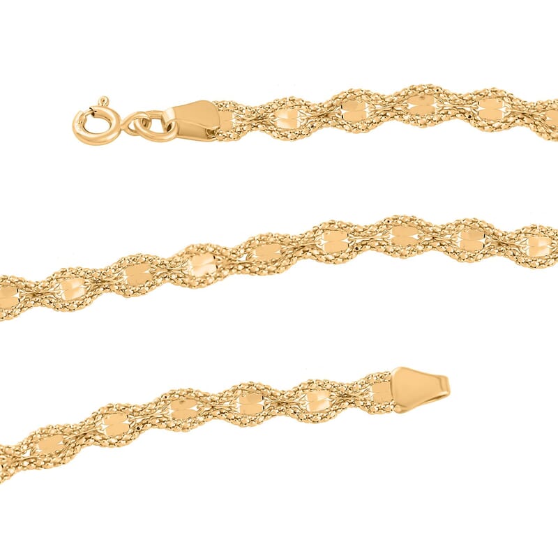 Italian 5mm Glitter Link Necklace in 14K Yellow Gold 6.75 Grams 18 Inches