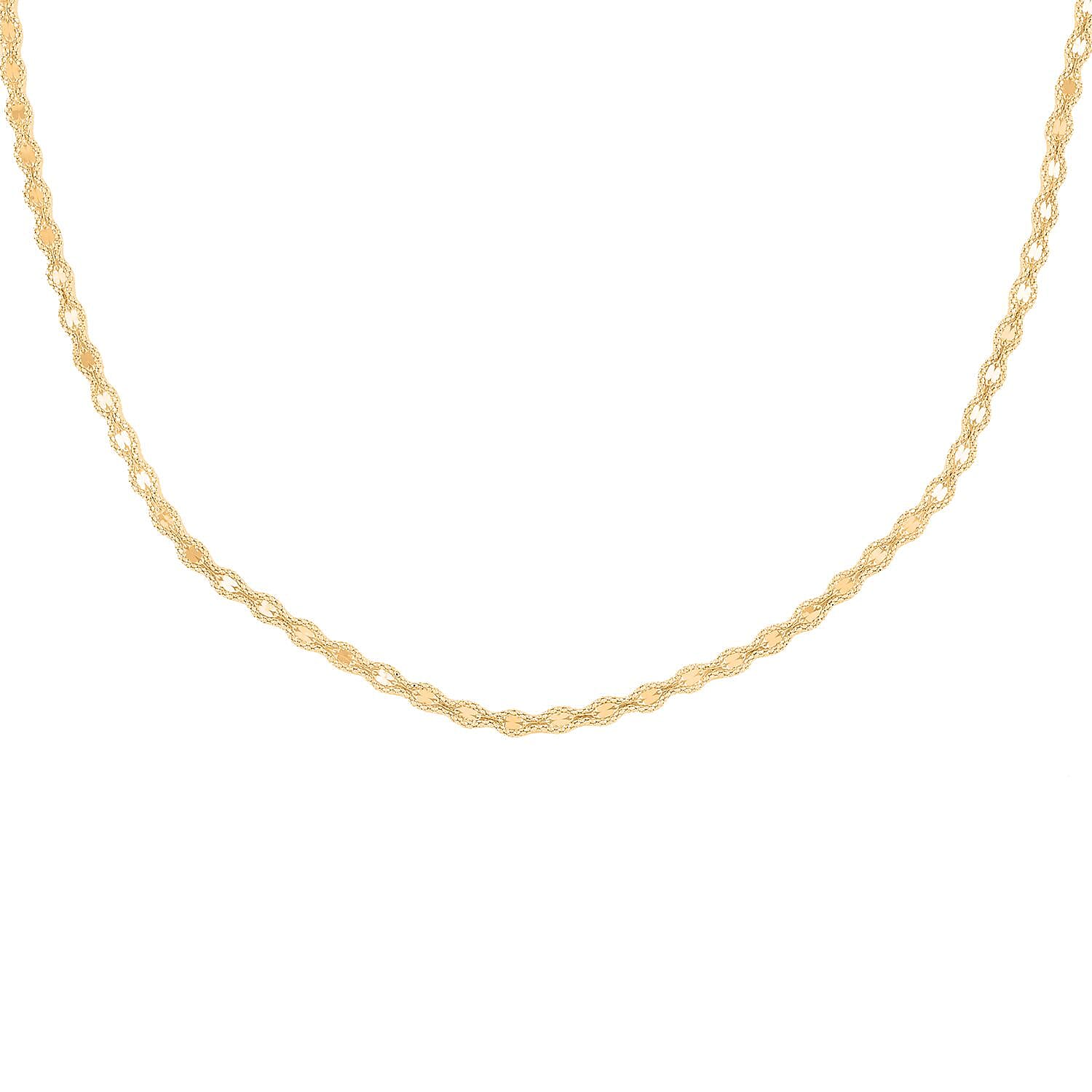 Italian 5mm Glitter Link Necklace in 14K Yellow Gold 6.75 Grams 18 Inches