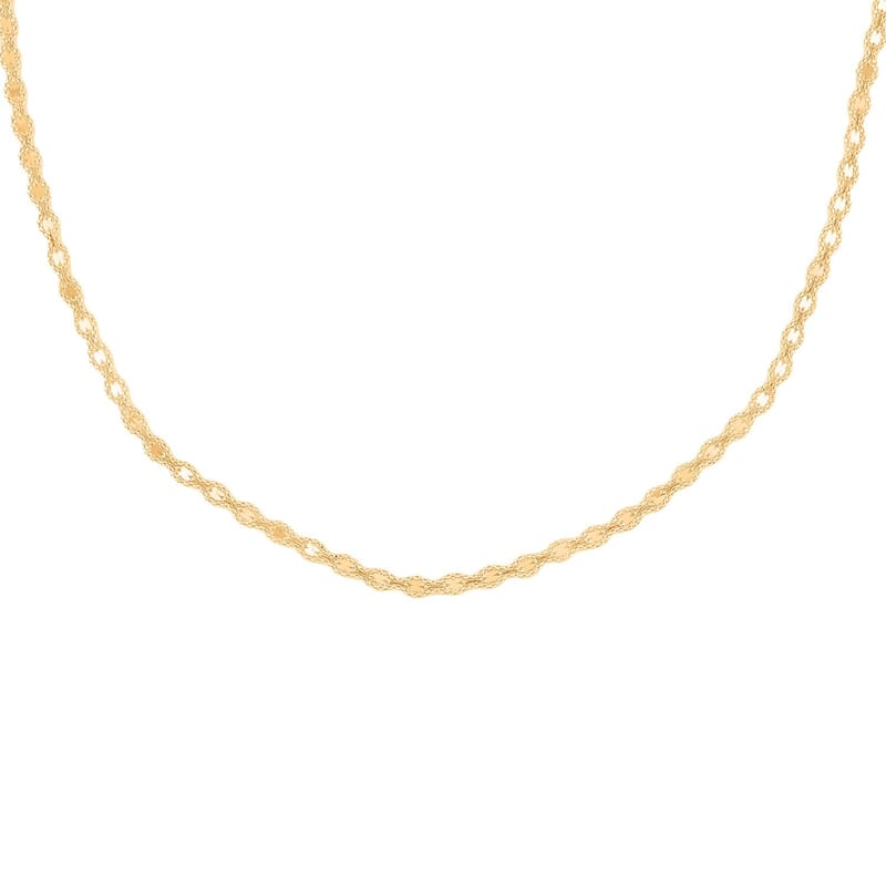 Italian 5mm Glitter Link Necklace in 14K Yellow Gold 6.75 Grams 18 Inches