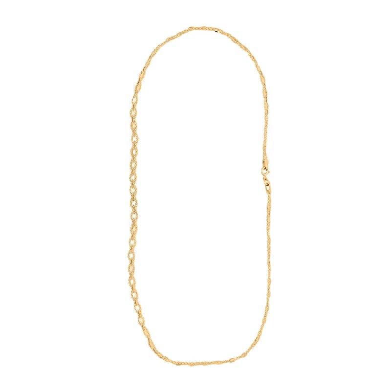 Italian 5mm Glitter Link Necklace in 14K Yellow Gold 6.75 Grams 18 Inches