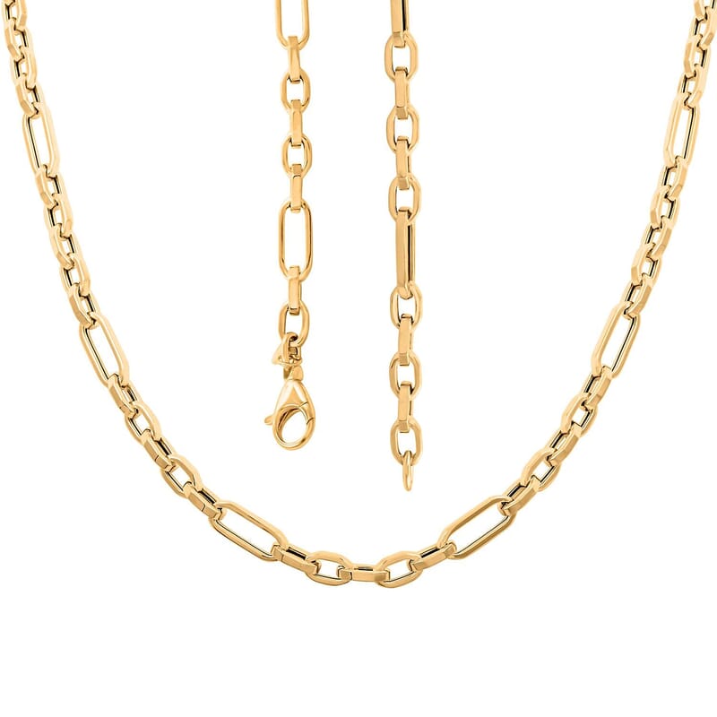 Italian 10K Yellow Gold 5.1mm Alternata Box Chain Necklace 18 Inches 5.5 Grams