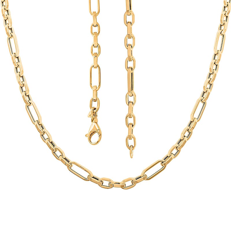 Italian 10K Yellow Gold 5.1mm Alternata Box Chain Necklace 18 Inches 5.5 Grams