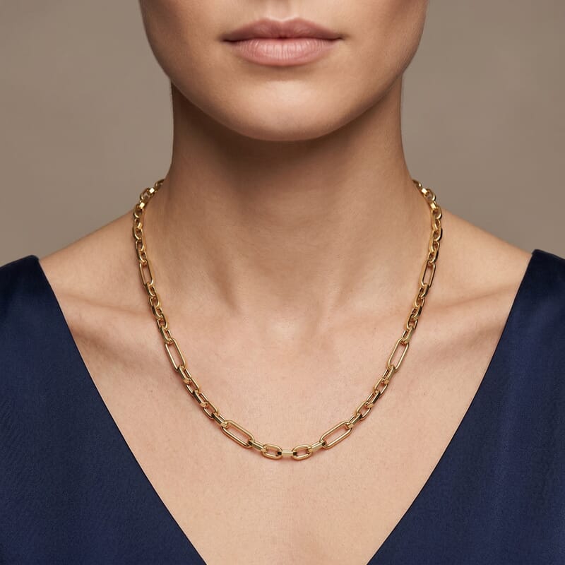 Italian 10K Yellow Gold 5.1mm Alternata Box Chain Necklace 18 Inches 5.5 Grams