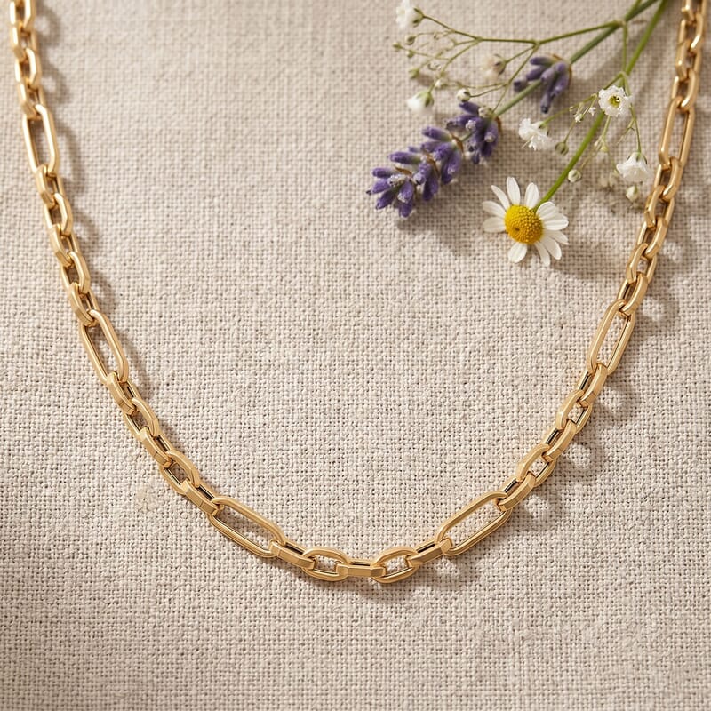 Italian 10K Yellow Gold 5.1mm Alternata Box Chain Necklace 18 Inches 5.5 Grams