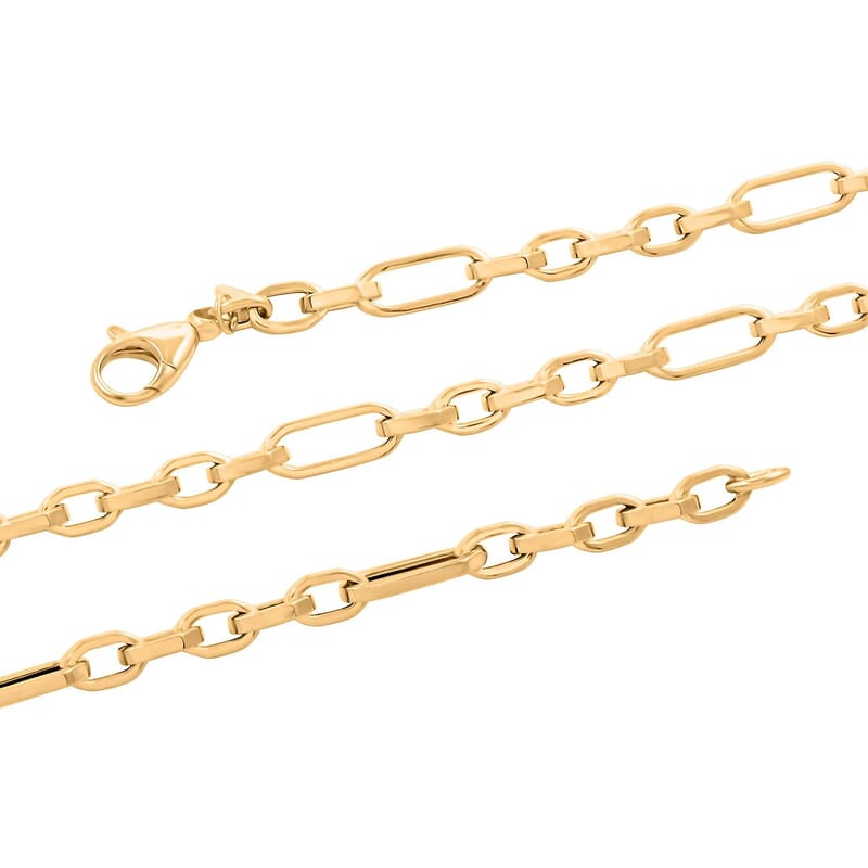Italian 10K Yellow Gold 5.1mm Alternata Box Chain Necklace 18 Inches 5.5 Grams