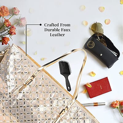Golden Fashionable Spacious Crystal Tote Bag