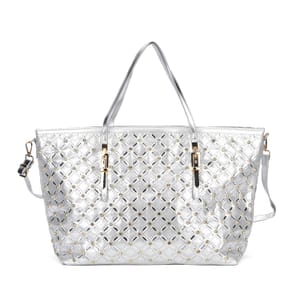 Silver Fashionable Spacious Crystal Tote Bag