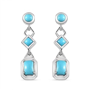 Sleeping Beauty Turquoise 1.76 ctw Earrings in Rhodium Over Sterling Silver